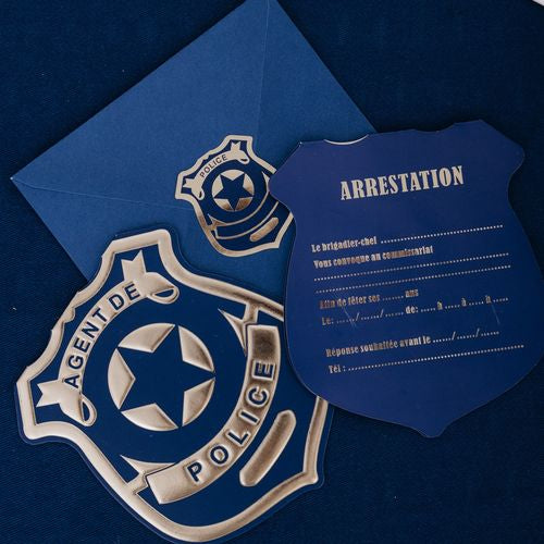 Invitations Badge de police Qté 8 - BAMBOLA