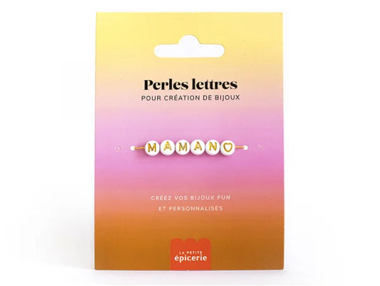 Perles lettres  pour bracelets à personnaliser - Maman